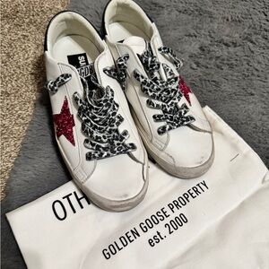 Golden Goose Women's White and Red Sneakers